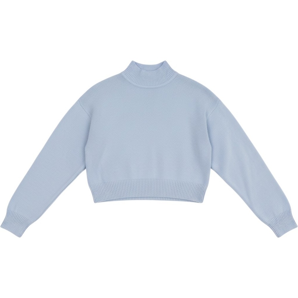 H&M Divided Mock Neck Sweater Womens XXS Light Blue Good Cropped Knit